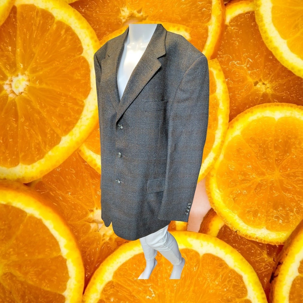 Burberry London Men's Wool‎ Blend Blazer Jacket Gray Tweed Classic Fit